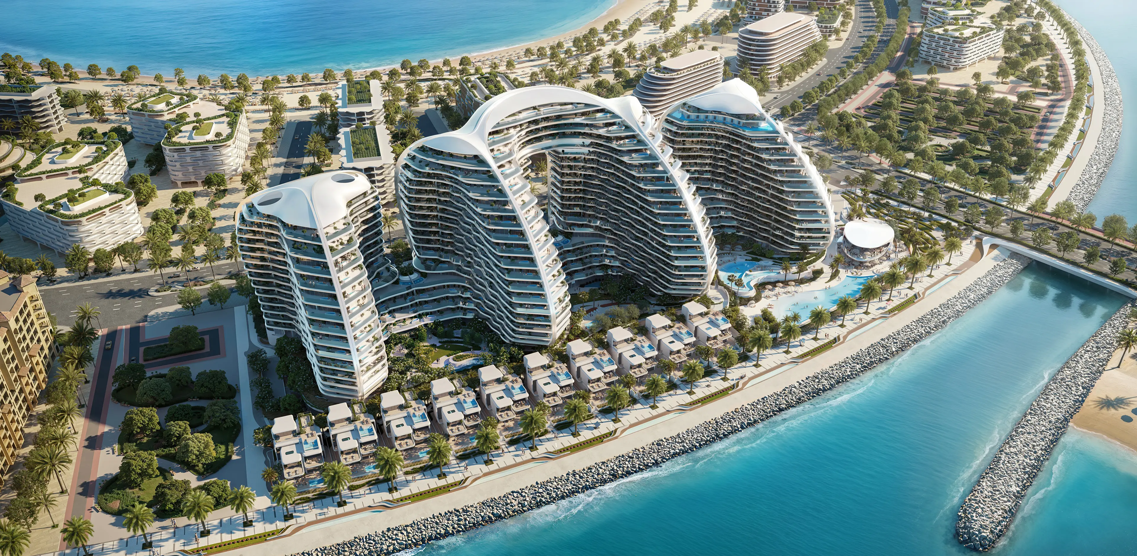 Aerial view of Oystra on Al Marjan Island